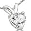 Heart Cut Diamond Solitaire 3-Prong Pendant Necklace with Chain in White Gold - #PHF-W