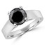 Round Cut Black Diamond Solitaire Cathedral-Set High-Set 4-Prong Engagement Ring in White Gold - #323L-W-BLK