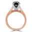 Round Cut Black Diamond Solitaire 4-Prong Cathedral-Set Engagement Ring in Rose Gold - #1244L-BLK-R