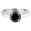 Round Cut Black Diamond Solitaire 4-Prong Cathedral-Set Engagement Ring in White Gold - #1244L-BLK-W