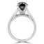 Round Cut Black Diamond Solitaire 4-Prong Cathedral-Set Engagement Ring in White Gold - #1244L-BLK-W