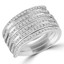 Round Cut Diamond Multi-Stone 6-Row 4-Prong Cocktail Ring in White Gold - #RDR3660-W