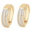 Round Cut Diamond Multi-Stone 2-Row Huggie Hoop Channel-Set Earrings in Yellow Gold - #HE2046-Y