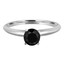 Round Cut Black Diamond Solitaire 4-Prong Engagement Ring in White Gold - #S4R-W-BLK