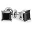 Princess Cut Black Diamond Solitaire 4-Prong Stud Earrings with Screwbacks in White Gold - #S415-W-BLK