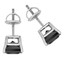 Princess Cut Black Diamond Solitaire 4-Prong Stud Earrings with Screwbacks in White Gold - #S415-W-BLK