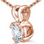 Round Cut Diamond Solitaire 4-Double Prong Pendant with Chain in Rose Gold - #R790R-R