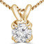 Round Cut Diamond Solitaire 4-Double Prong Pendant with Chain in Yellow Gold - #R790R-Y