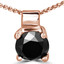 Round Cut Black Diamond Solitaire 4-Prong Pendant Necklace with Chain in Rose Gold - #R730-R-BLK