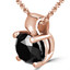 Round Cut Black Diamond Solitaire 4-Prong Pendant Necklace with Chain in Rose Gold - #R730-R-BLK