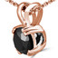 Round Cut Black Diamond Solitaire 4 Double-Prong Pendant Necklace with Chain in Rose Gold - #R790R-R-BLK