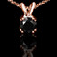 Round Cut Black Diamond Solitaire 4 Double-Prong Pendant Necklace with Chain in Rose Gold - #R790R-R-BLK