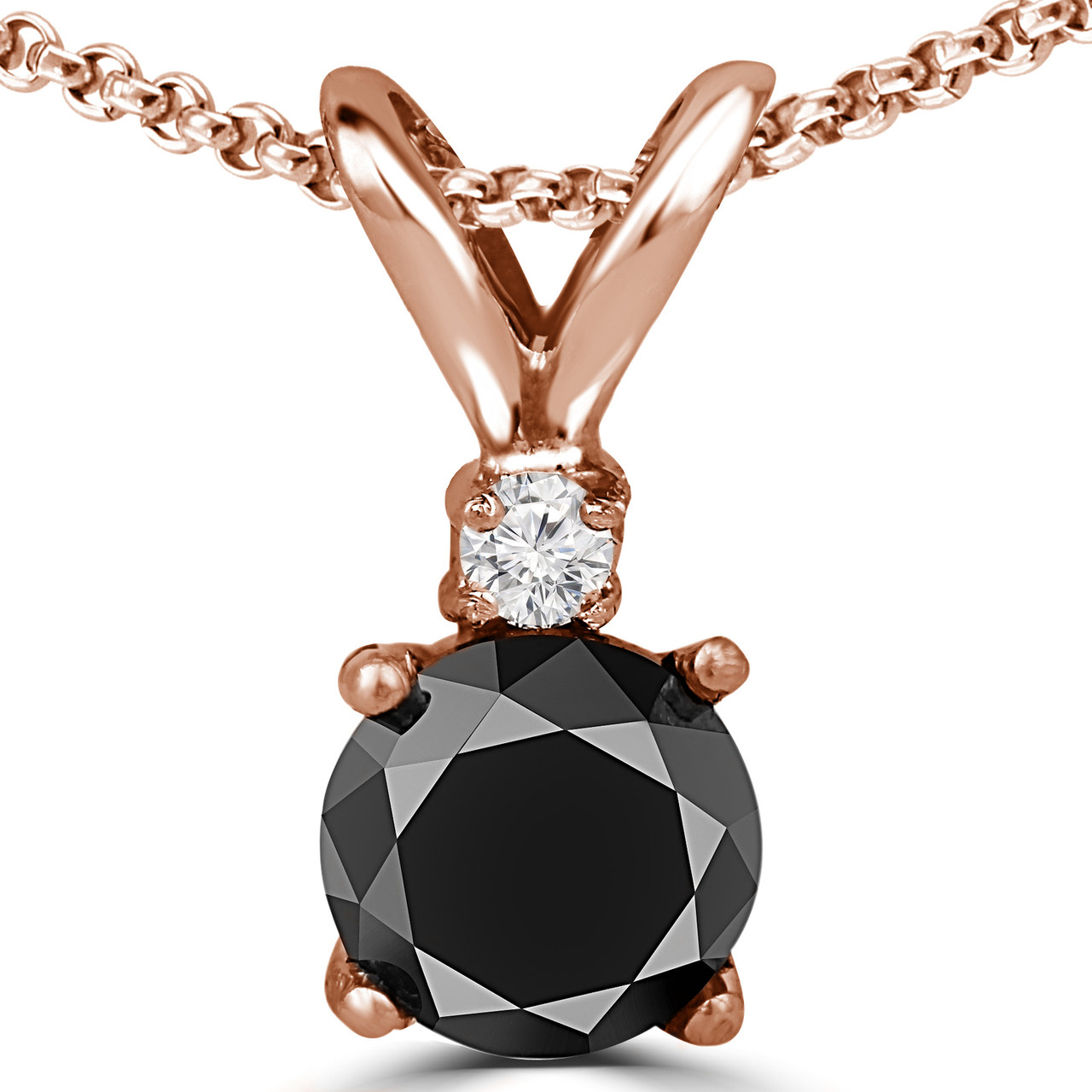 Black Diamond Pendant, Black Diamond Necklace, Halo Pendant Necklace, 14K  White Gold, Rose Gold, Yellow Gold