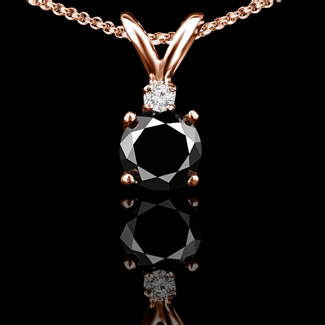 Vintage Halo Pear Black Diamond Pendant Rose Gold Drop Necklace | La More  Design