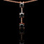 Round Cut Black Diamond Three-Stone 4-Prong Stick Pendant Necklace with Chain in Rose Gold - #R753L-R-BLK