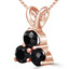 Round Cut Black Diamond Three-Stone Shared-Prong Pendant Necklace with Chain in Rose Gold - #C726-R-BLK