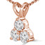 Round Cut Diamond Three-Stone Shared-Prong Pendant Necklace with Chain in Rose Gold - #C726-R