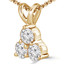 Round Cut Diamond Three-Stone Shared-Prong Pendant Necklace with Chain in Yellow Gold - #C726-Y
