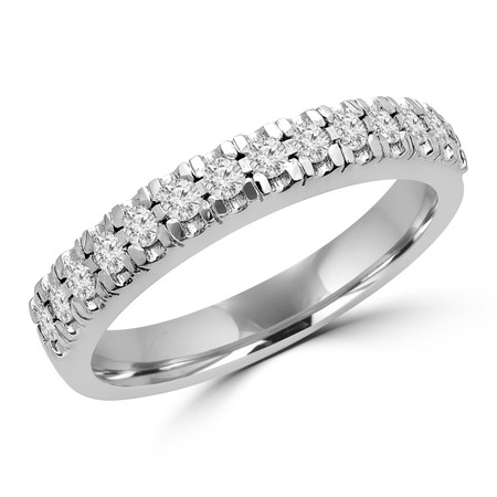 Round Cut Diamond Multi-Stone Semi-Eternity Scallop-Prong Wedding Band Ring in White Gold - #LOCAL-NOVO-B-W