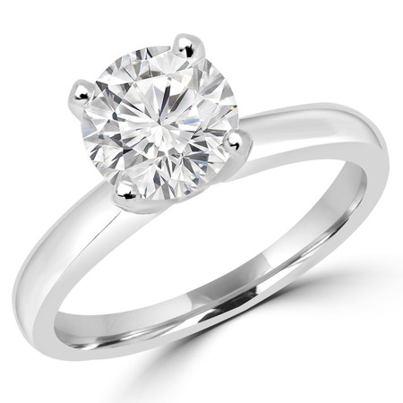 Round Cut Diamond Solitaire 4-Prong Engagement Ring in White Gold - #2546L-SMALL-W