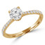Round Cut Diamond Multi-Stone 4-Prong Engagement Ring with Round Diamond Accents in Yellow Gold - #CLAIRE-Y
