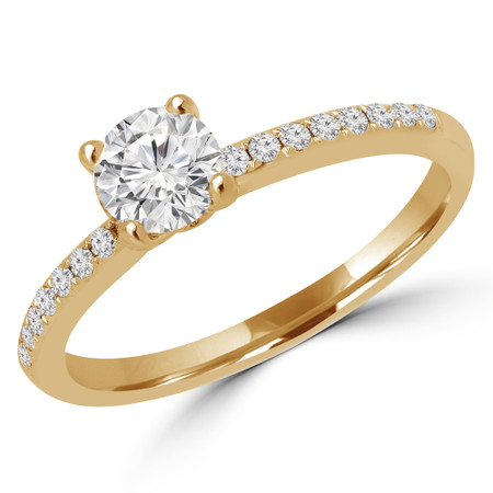 Round Cut Diamond Multi Stone 4-Prong Engagement Ring in Yellow Gold - #NALA-Y
