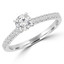 Round Cut Diamond Multi-Stone 4-Prong Engagement Ring in White Gold - #MELODY-W