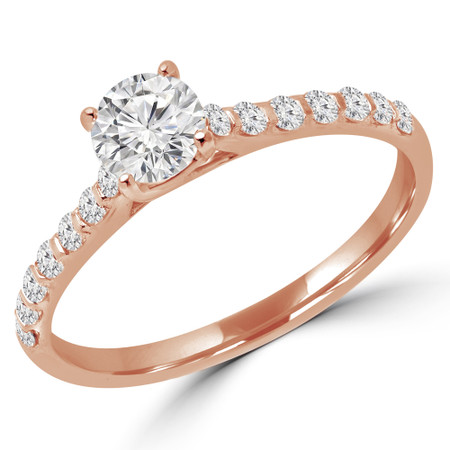 Round Cut Diamond Multi-Stone 4-Prong Engagement Ring with Round Diamond Accents in Rose Gold - #CALINA-R