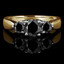 Round Cut Black Diamond Three-Stone 4-Prong Engagement Ring in Yellow Gold - #1547L-Y-BLK