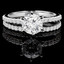 Round Cut Diamond Multi-Stone 6-Prong Engagement Ring & Wedding Band Bridal Set with Round Diamond Scallop-Set Accents in White Gold - #MAJ1-A-B-SET-W