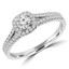 Round Cut Diamond Multi-Stone 4-Prong Split-Shank Halo Engagement Ring with Round Diamond Accents in White Gold - #ALANA-W