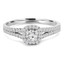 Round Cut Diamond Multi-Stone 4-Prong Split-Shank Halo Engagement Ring with Round Diamond Accents in White Gold - #ALANA-W
