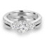 Round Cut Diamond Multi-Stone 4-Prong Trellis-Set Tapered-Shank Engagement Ring & Wedding Band Bridal Set with Round Diamond Accents in White Gold - #HR4746-A-B-W