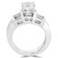 Round Cut Diamond Multi-Stone 4-Prong Engagement Ring & Wedding Band Bridal Set with Baguette Cut Diamond Accents in White Gold - #HR8090-A-B-W
