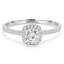 Round Cut Diamond Multi-Stone 4-Prong Halo Engagement Ring with Round Diamond Accents in White Gold - #KAKO-W