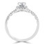 Round Cut Diamond Multi-Stone 4-Prong Halo Engagement Ring with Round Diamond Accents in White Gold - #KAKO-W