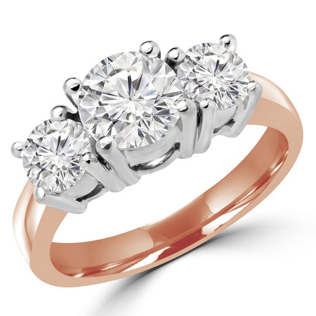 Round Cut Diamond Three-Stone 4-Prong Engagement Ring in Rose Gold - #871L-872L-873L-R