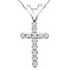 CROSS - 1/10 CTW Pave Diamond Cross Pendant Necklace in 14K White Gold With Chain - #CROSS-W