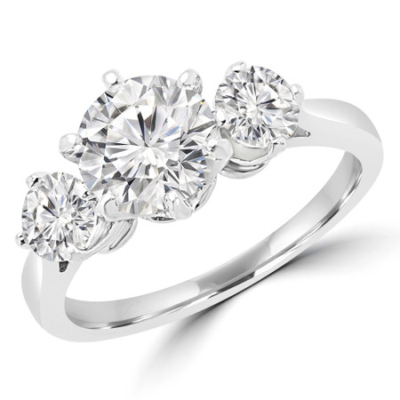 Round Cut Diamond Three-Stone 6-Prong Engagement Ring in White Gold - #JILL-W