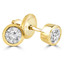 Round Cut Diamond Solitaire Bezel-Set Stud Earrings with Screwbacks in Yellow Gold - #ER1-Y
