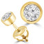 Round Cut Diamond Solitaire Bezel-Set Stud Earrings with Screwbacks in Yellow Gold - #ER1-Y