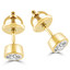 Round Cut Diamond Solitaire Bezel-Set Stud Earrings with Screwbacks in Yellow Gold - #ER1-Y