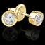 Round Cut Diamond Solitaire Bezel-Set Stud Earrings with Screwbacks in Yellow Gold - #ER1-Y