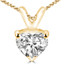Heart Cut Diamond Solitaire 3-Prong Pendant Necklace with Chain in Yellow Gold - #PHF-Y