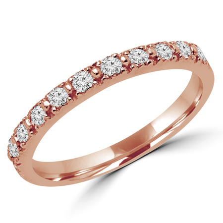 Round Cut Diamond Multi-Stone Shared-Prong Wedding Band Ring in Rose Gold - #NOVOBAND-R