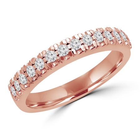 Round Cut Diamond Multi-Stone Semi-Eternity Scallop-Prong Wedding Band Ring in Rose Gold - #LOCAL-NOVO-B-R