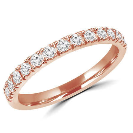 Round Cut Diamond Semi Eternity Band Ring in Rose Gold - #PAULO-B-R