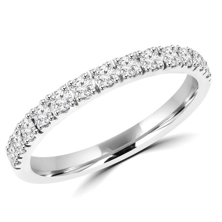 Round Cut Diamond Semi Eternity Band Ring in White Gold - #PAULO-B-W