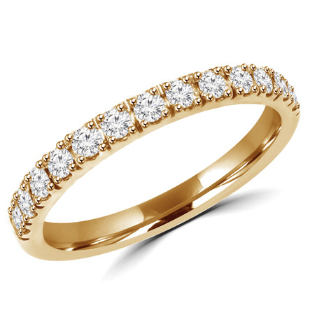 Round Cut Diamond Semi Eternity Band Ring in Yellow Gold - #PAULO-B-Y