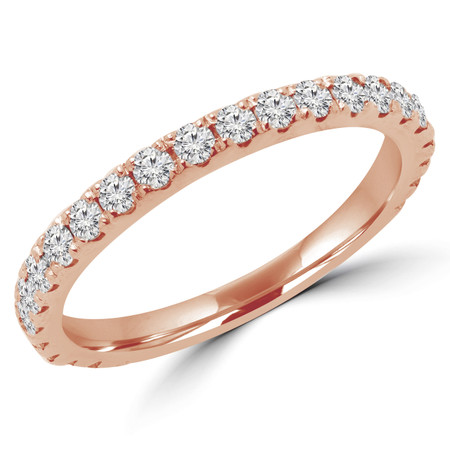 Round Cut Diamond Semi-Eternity Wedding Band Ring in Rose Gold - #ELIAS-BAND-R